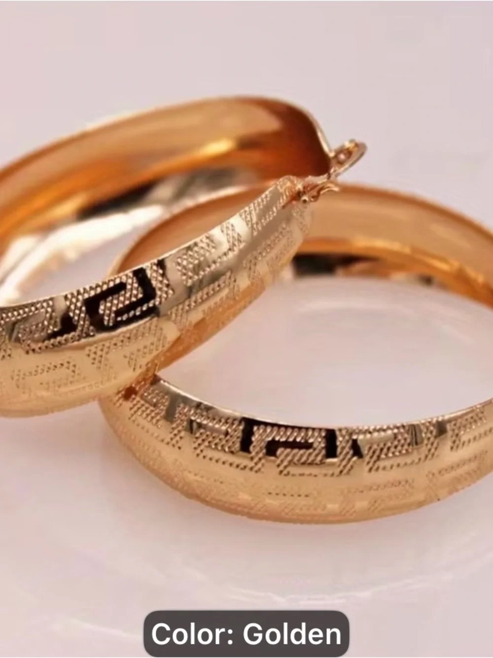 Golden Textured Hoop Earrings - Fashion Jewelry